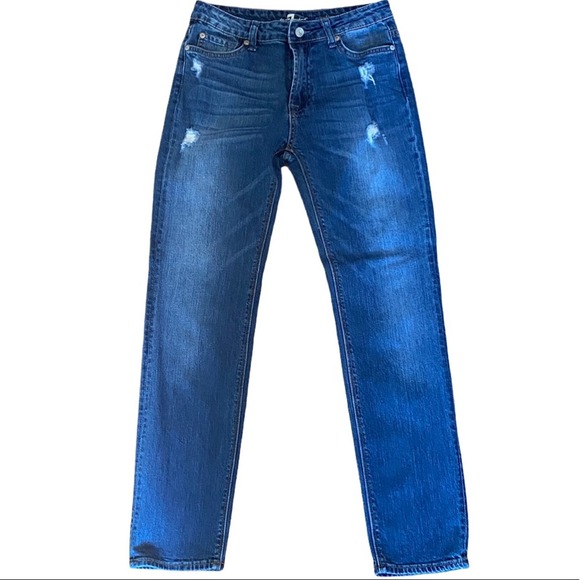 7 For All Mankind Other - 7 for all Mankind Paxtyn Distressed Straight Leg Jeans Youth Size 14 Medium Wash
